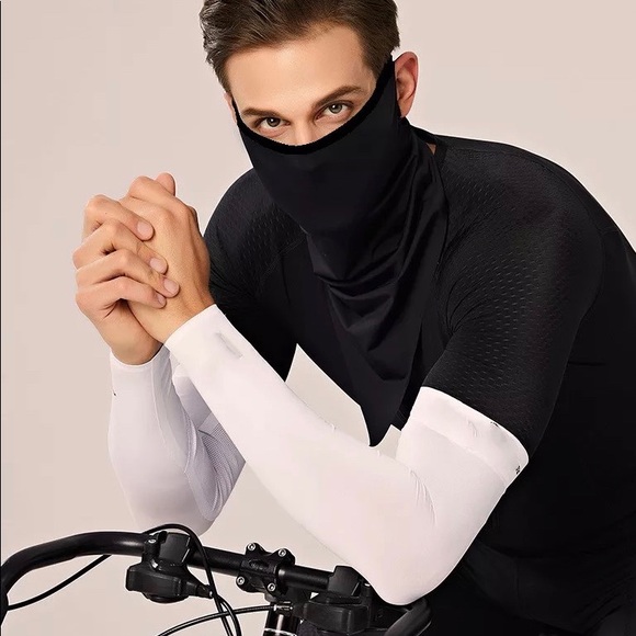 Black Face Neck Gaiter Covering w/ Ear Loops - Picture 6 of 8